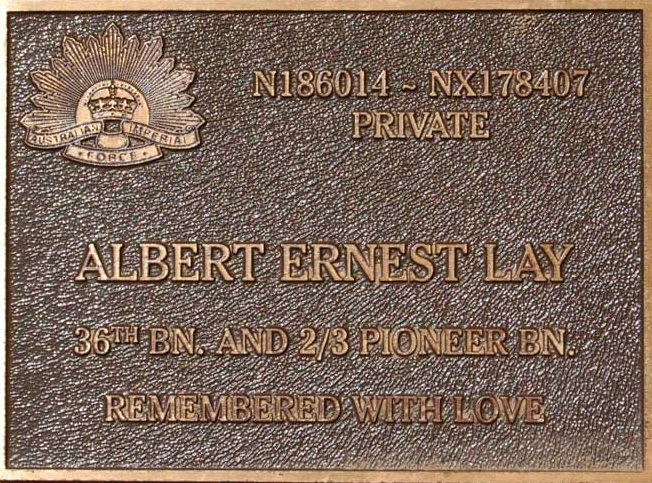 Lay, Albert Ernest - Kokoda Track Memorial Walkway